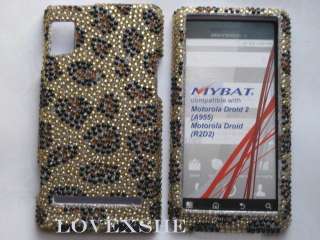 Motorola DROID 2 A955   BLING CASE COVER GOLD LEOPARD  