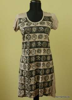 Ohm Om Aum T Shirt Yoga Tunic Top Mini Dress Hindu Print Cotton New 