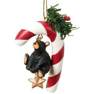 Big Sky Carver Bearfoots Bear Candy Cane Christmas Ornament:  