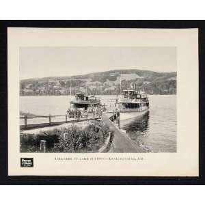   Boats Lake Station Sunapee   Original Halftone Print