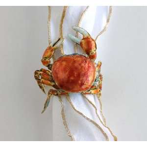  Cloisonne Crab Napkin Ring , Rust