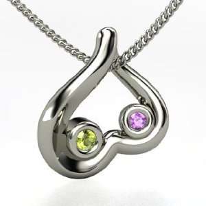 Carried in My Heart, Sterling Silver Necklace with Amethyst & Peridot