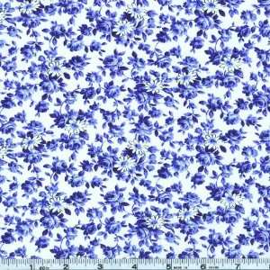  45 Wide Afternoon Tea Floral Blue/White Fabric By The 