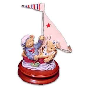 Sailing Thread Bears On Matte Finish Base with 18 Note Swiss Musical 