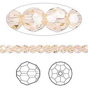 6333 Swarovski crystal, Crystal Passions®, light peach, 4mm faceted 
