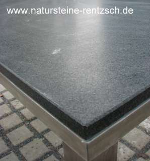   +Esstisch mit Granitplatte + schwarzer Naturstein antik matt  