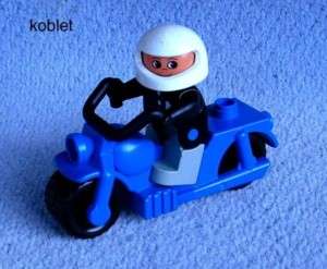 Lego DUPLO Fuhrpark   Motorrad blau mit Fahrer + Helm    
