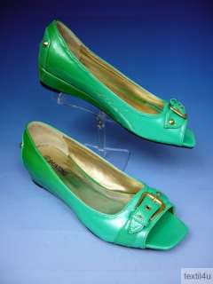 Damen Schuhe Lack Slipper grün Absatz 3 cm  