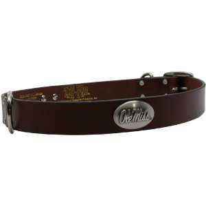  Mississippi Rebels Brown Leather Concho Dog Collar