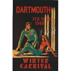 DARTMOUTH 1948 CARNIVAL SKI SKIING WINTER SPORT VINTAGE POSTER CANVAS 