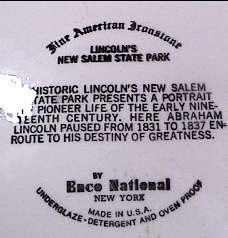 Abraham Lincolns New Salem State Park Illinois PLATE  