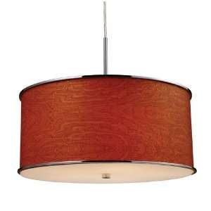   PENDANT IN POLISHED CHROME AND WOOD GRAIN STYLED SHADE W20.5 H9