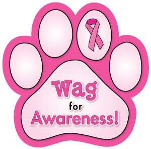 WAG FOR AWARENESS BREAST CANCER Paw car magnet  