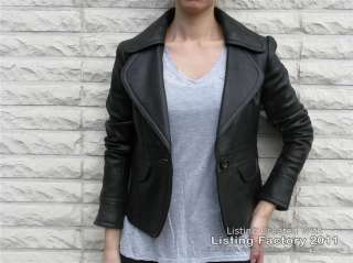 Womens Soft Lambskin Romantic Leather Blazer (Retro Whimsical Details 