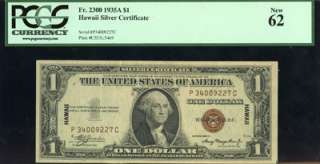 1935 A PCGS NEW 62 FR. 2300 ONE DOLLAR HAWAII SILVER CERTIFICATE $1 