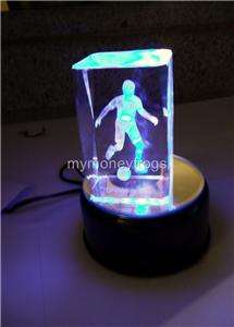 3D Crystal Glass Trophy Laser LED Rotating Electric Light Stand Base 