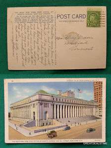 NEW YORK CITY NYC MAIN POST OFFICE OLD VINTAGE POSTCARD  