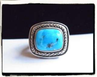 BOLD CHUNKY STERLING SILVER 925 TURQUOISE RING NK 8  