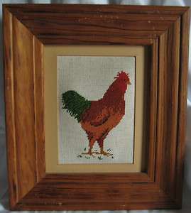 French Country Kitchen Rhode Island Red Chicken Textile Framed  