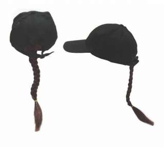   CAP W BROWN BRAIDS PONYTAIL HAT novelty pony tail dressup cap headwear
