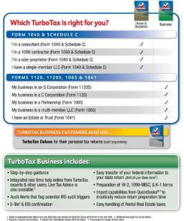 2009 TurboTax Business Turbo Tax Federal Return new sealed CD case 