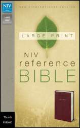 NIV Reference Bible Large Print Burgundy Leather Look Thumb Indexed 