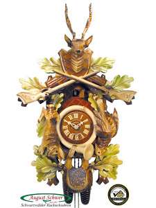 Black Forest Cuckoo Clock 8 Day Hunting Clock 23.2 NEW  