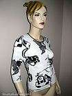   DESIGNER TWINSET TOP CARDIGAN BLACK WHITE PRINT S M 6 8 MADE IN ITALY