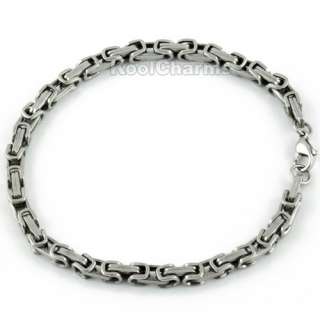 Options MENS 5MM Box w/ 2 line Stainless Steel Necklace Bracelet SET 