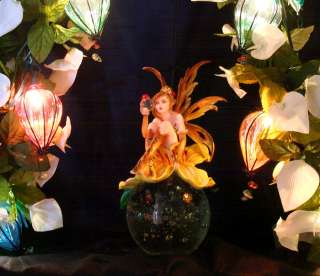 Fairy Yellow Flower Pixie Crystal Globe Figurine Statue  