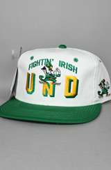   Notre Dame Fighting Irish Snapback Hat (Block Arch) (White/Green