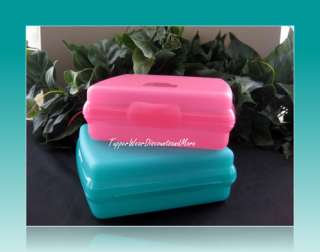 TUPPERWARE NEW PINK & TEAL GREEN SANDWICH Keepers Lunch Containers Box 
