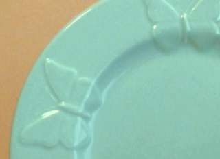Varages Salad Plate Turquoise Embossed Butterflies Made In France 
