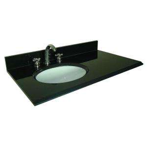 Pegasus 37 in. W Granite Vanity Top with Offset Left Bowl and 8 in 