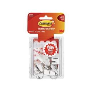 Command Small Metal and Plastic .5 Lb. 1 3/16 In. Wire Hooks (9 Pack 