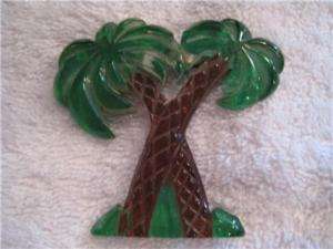 Clear Crystal Lucite Palm Tree Reverse Painted Pin  