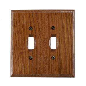 Amerelle Traditional 2 Gang Red Oak Double Toggle Wallplate (4008TT 
