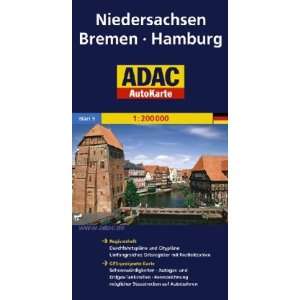 ADAC AutoKarte Deutschland, Niedersachsen, Bremen, Hamburg 1:200.000 
