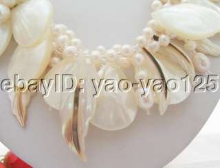  pearl, white round and rice pearl, leafage shell, white shell flower 