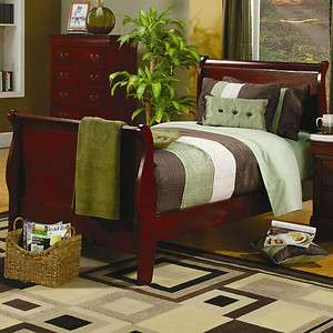 New Louis Philippe Twin Size Sleigh Bed Frame CHERRY  