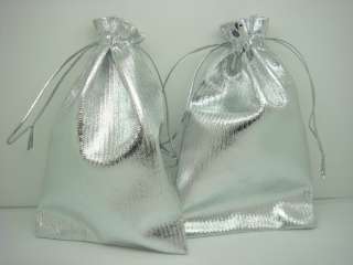 Silver Foil Stain Organza Wedding Favor Gift Bags Pouch  