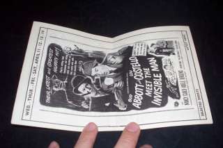 Vintage Movie Ad Herald Abbott Costello Invisible Man  