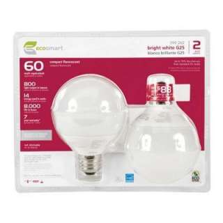 EcoSmart 14 Watt (60W) G25 Bright White CFL Bulbs (2 Pack) (E 
