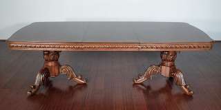 10 Ft Mahogany Pedestal Dining Room Table w/ Leaf Extensions (High 