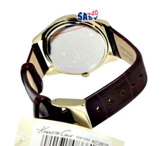 Kenneth Cole New York KC2678 Brown Leather Gold Tone Roman Dial Women 