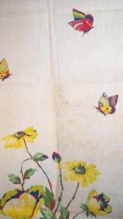 Vintage Cotton Dish Towel Red Stripes Butterfly 1940S  
