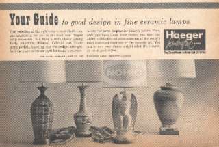 vintage ROYAL HAEGER LAMPS AD Ceramic 60s 1960s decor  
