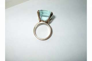 LARGE AQUAMARINE RING SQUARE EMERALD CUT 15ct STAMPED 14K WEIGHS 8.6g 