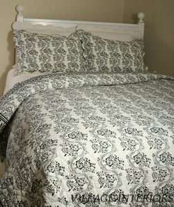 FRENCH COUNTRY PAULA BLACK TOILE KING DUVET COVER  