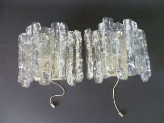 Original KALMAR Eisglas Wandlampe Lampe Ice Glass Lamp 60er Designer 